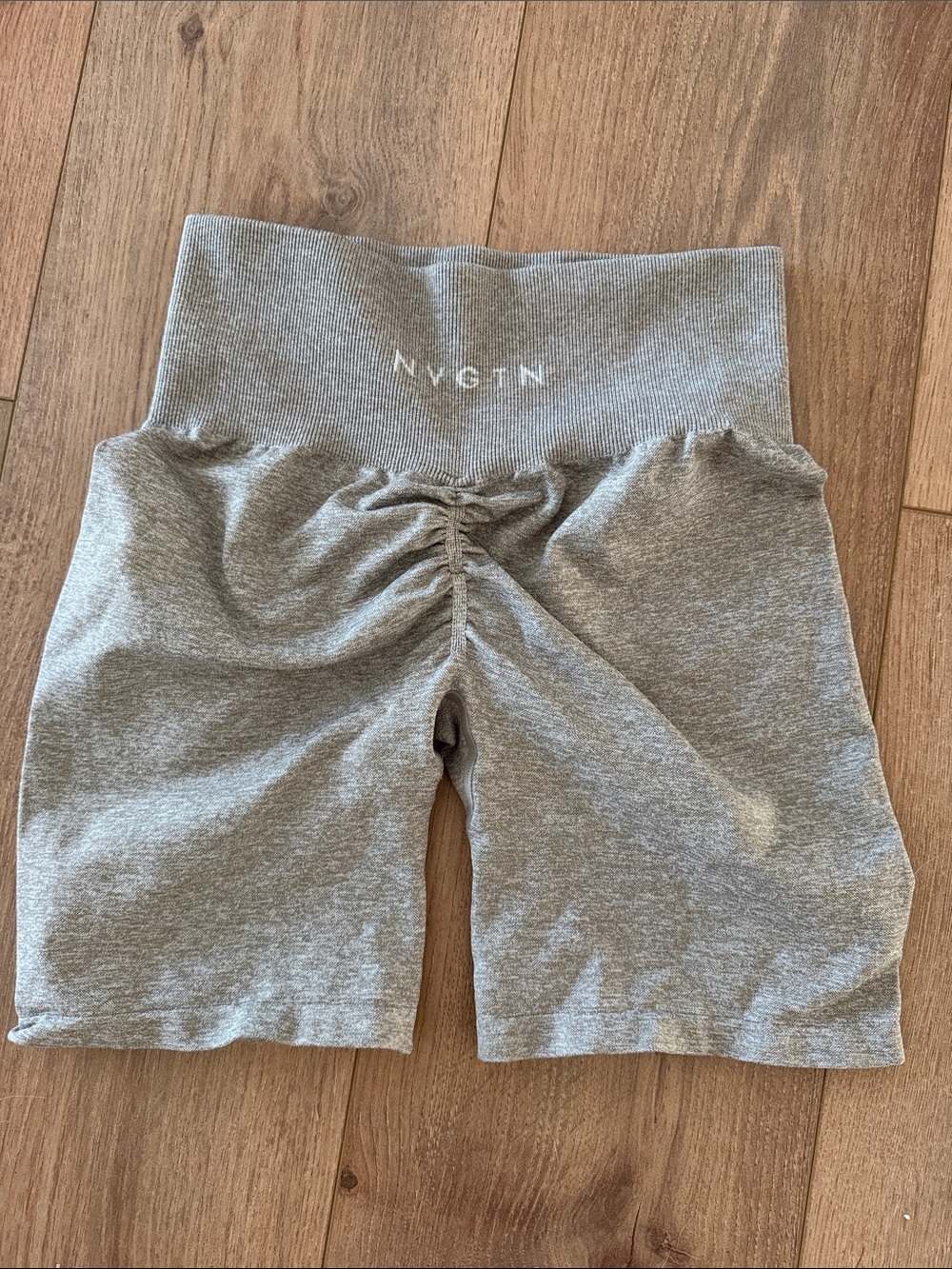 NVGTN' Heather Gray Ruched High-Waist Bike Shorts